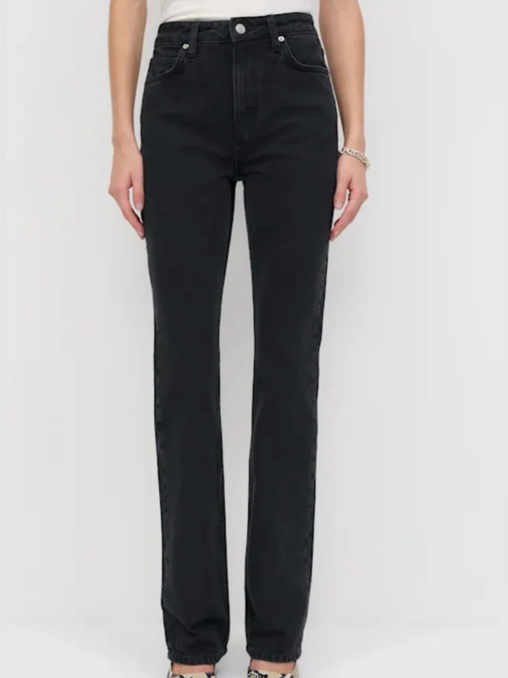 Reformation Black High-Rise Straight split hem Jeans size 23